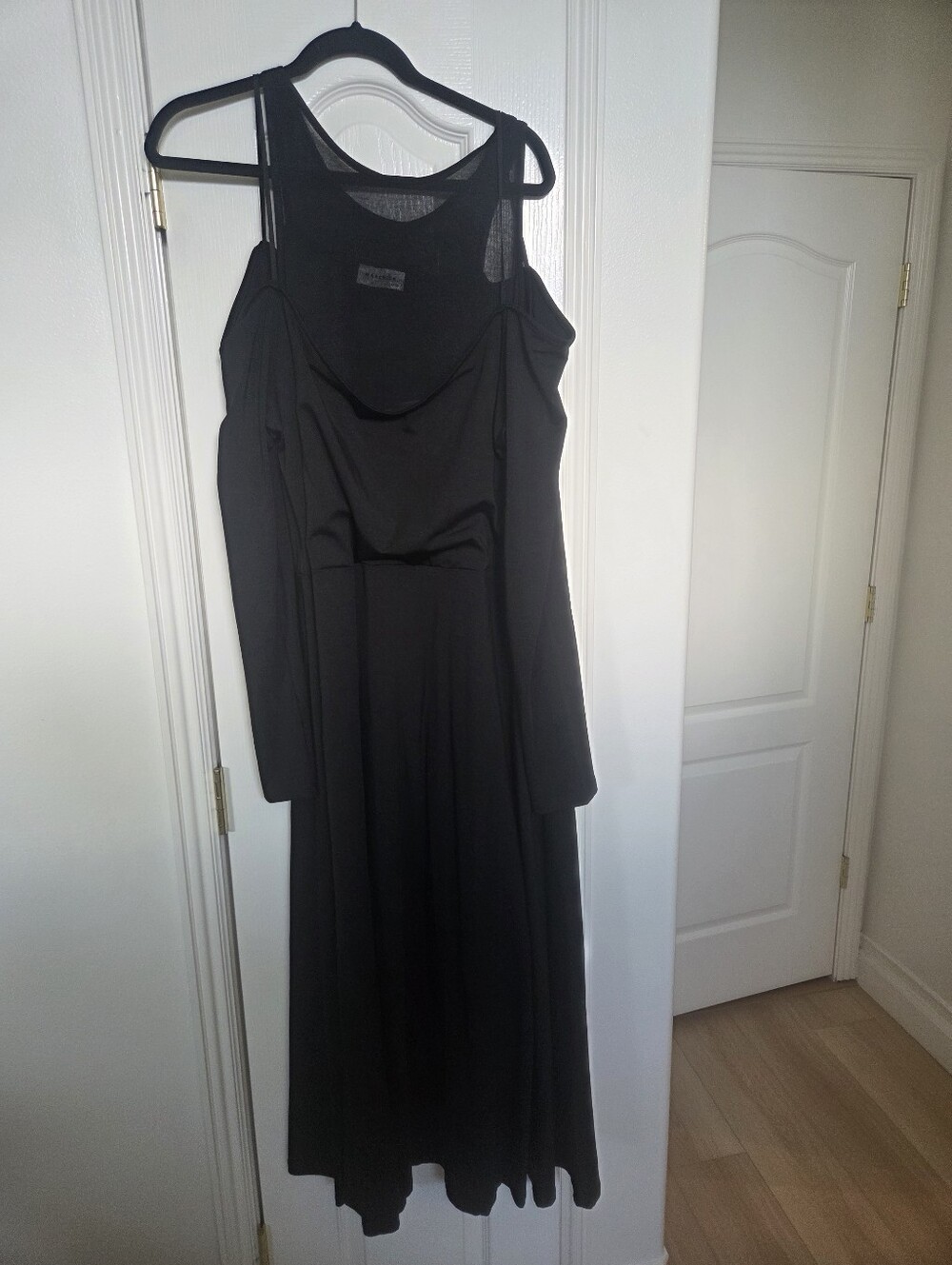 Marcella "Carter" Black Mesh Cold-Shoulder Long-Sleeve Dress (Size XXXL)